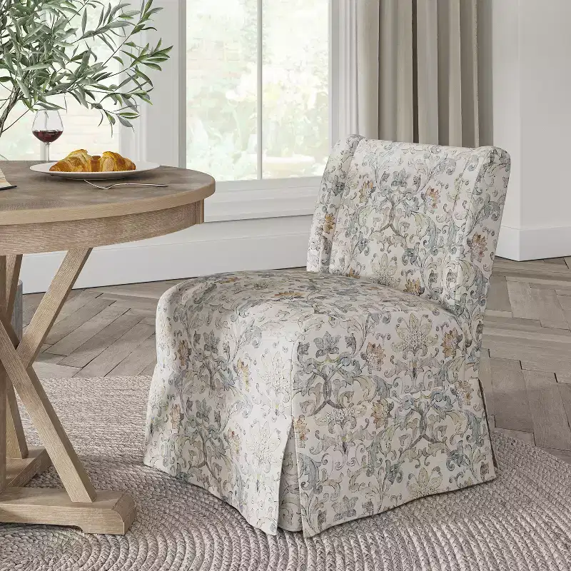 Fabrizius Transitional Upholstered Slipper Chair with Washable Slipcover and Solid Wood Legs | HULALA HOME