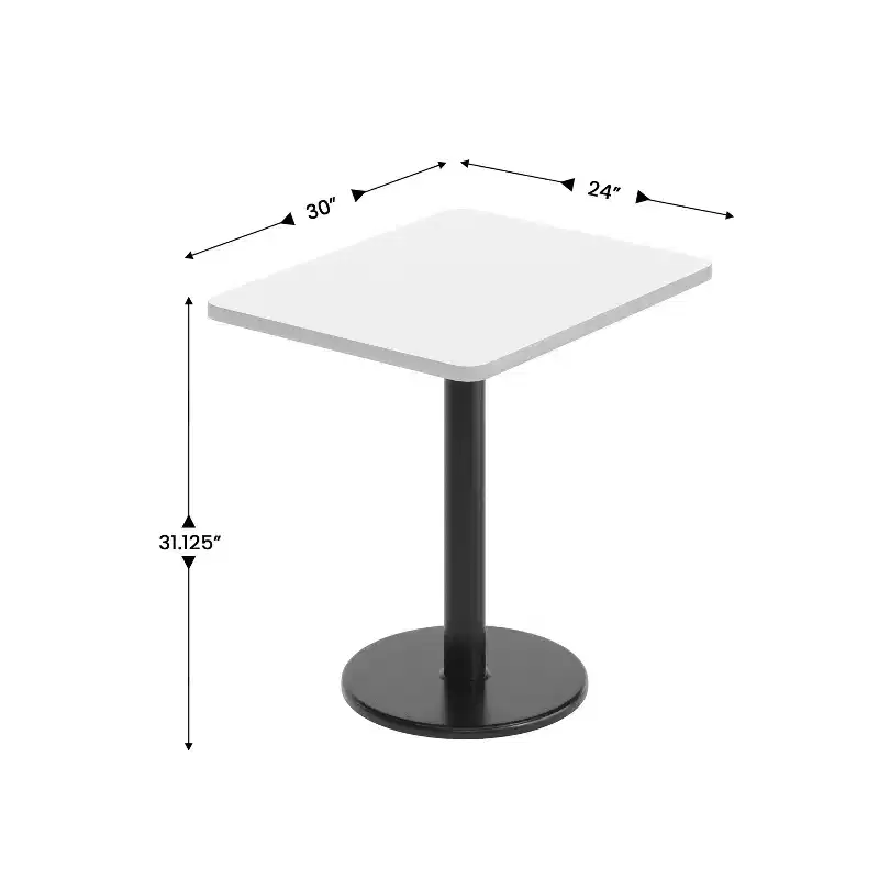 Flash Furniture 24'' x 30'' Rectangular Laminate Table Top with 18'' Round Table Height Base