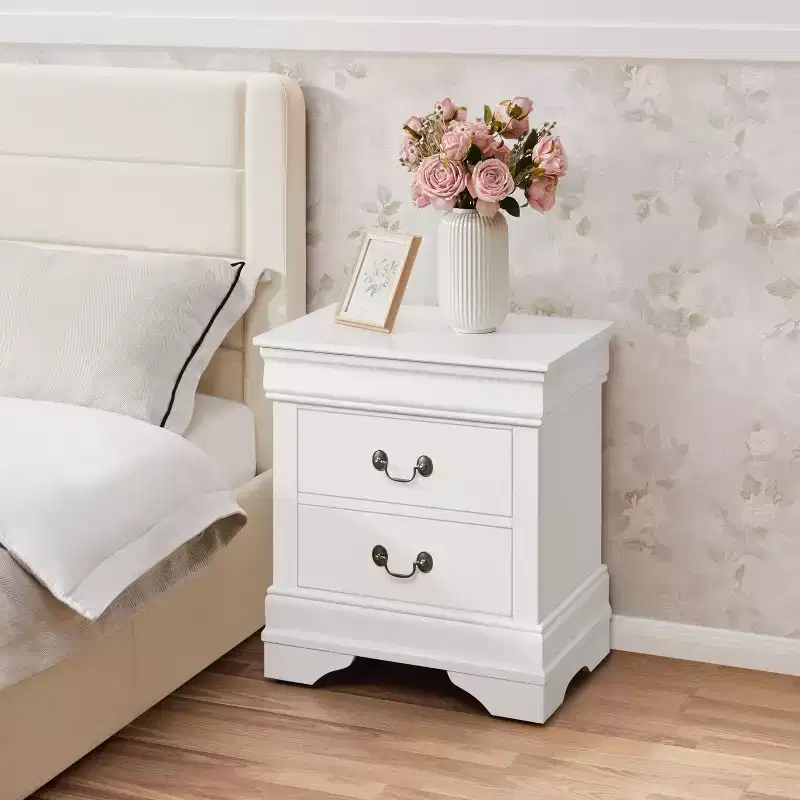 Modern 2-Drawer Nightstand Bedside Table | Bedroom Storage