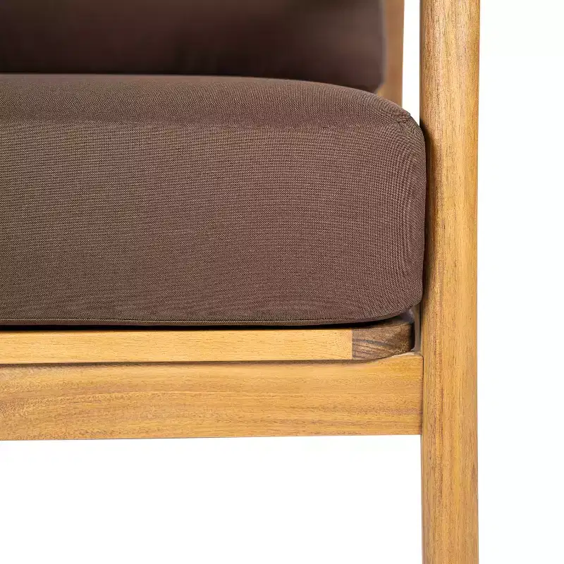 Christopher Knight Home Ritu Modern Acacia Wood Patio Club Chair with Rope Back Detail and Cushion
