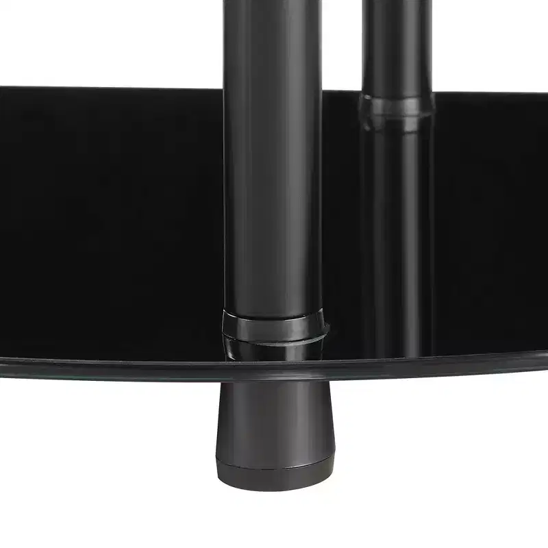 Breighton Home Designs2Go Classic Glass 3 Tier Display Entryway Hall Table in Black/Black