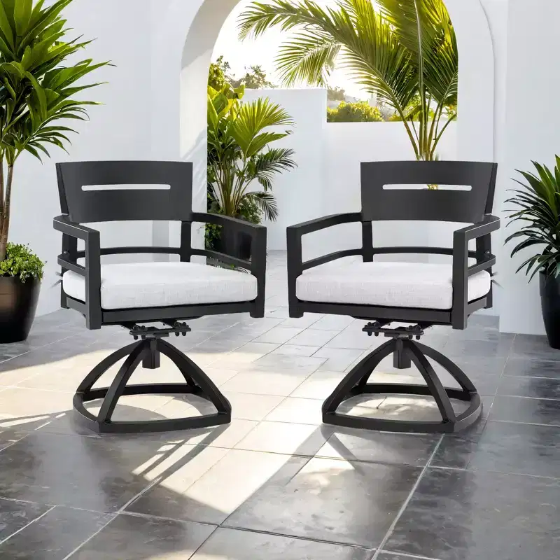 Christopher Knight Home Mirabelle Aluminum Swivel Chair with Removable Sunbrella Cushions( Set of 2