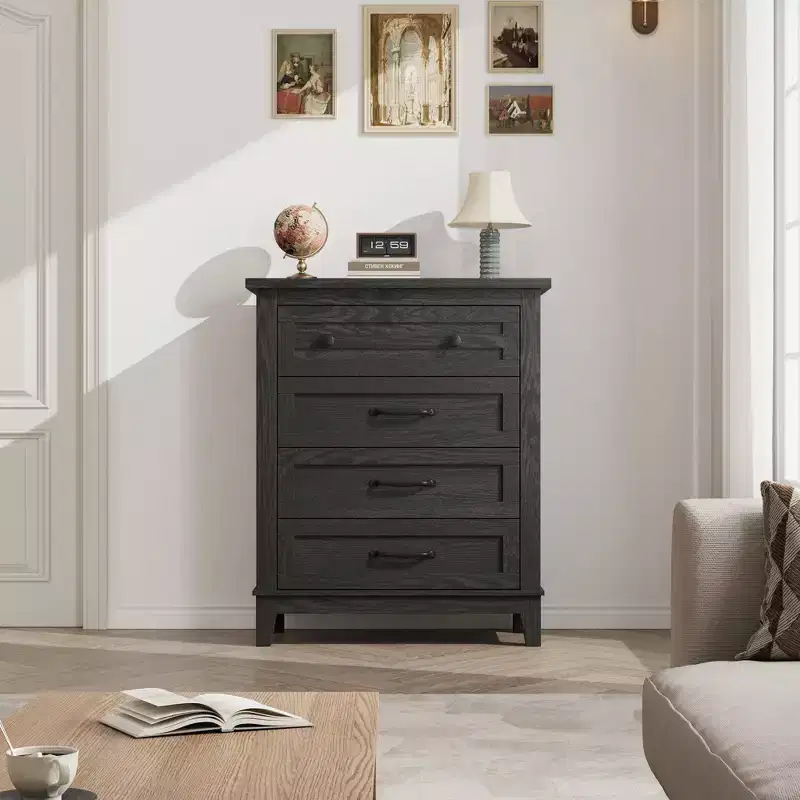 Garvee 4 Dresser for Bedroom, 34.8 Tall Drawer Dresser with Storage Freestanding, Wooden Closet Storage Chest for Living Room, Bedroom