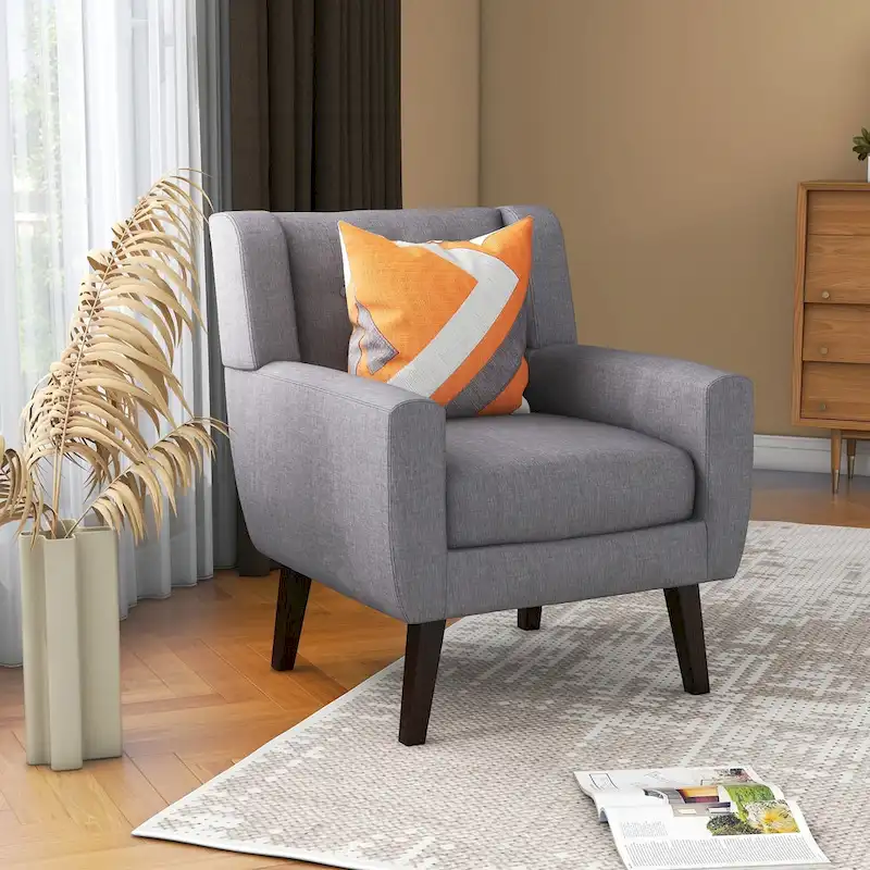 Modern Linen Button Tufted Arm Chair