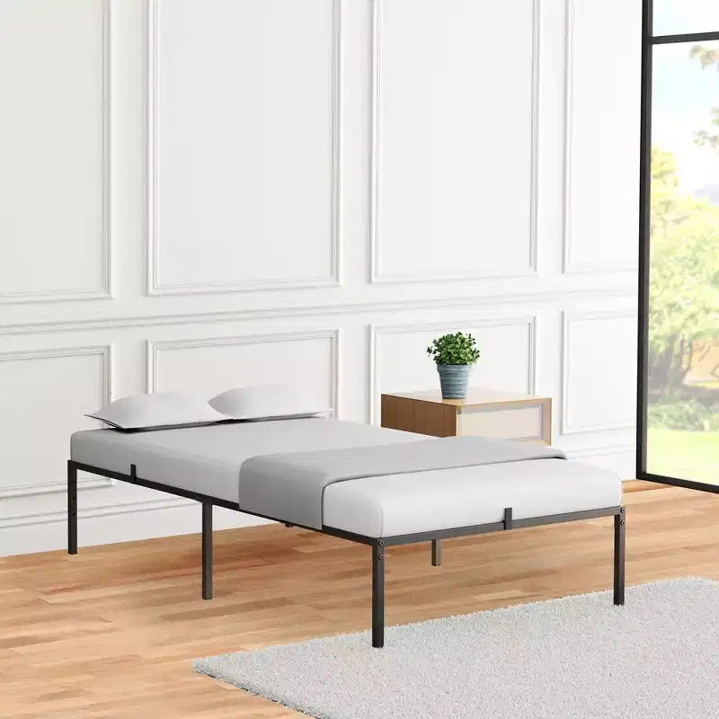 Bed Frame Heavy Duty Steel Slat Mattress Foundation No Box Spring Needed Easy To Assemble Noise Free