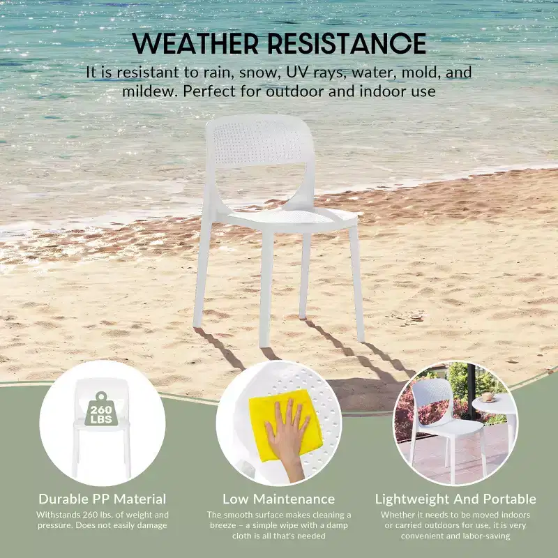 WestinTrends Playa Modern Stackable Plastic Resin Patio Dining Side Chair (Set of 2)
