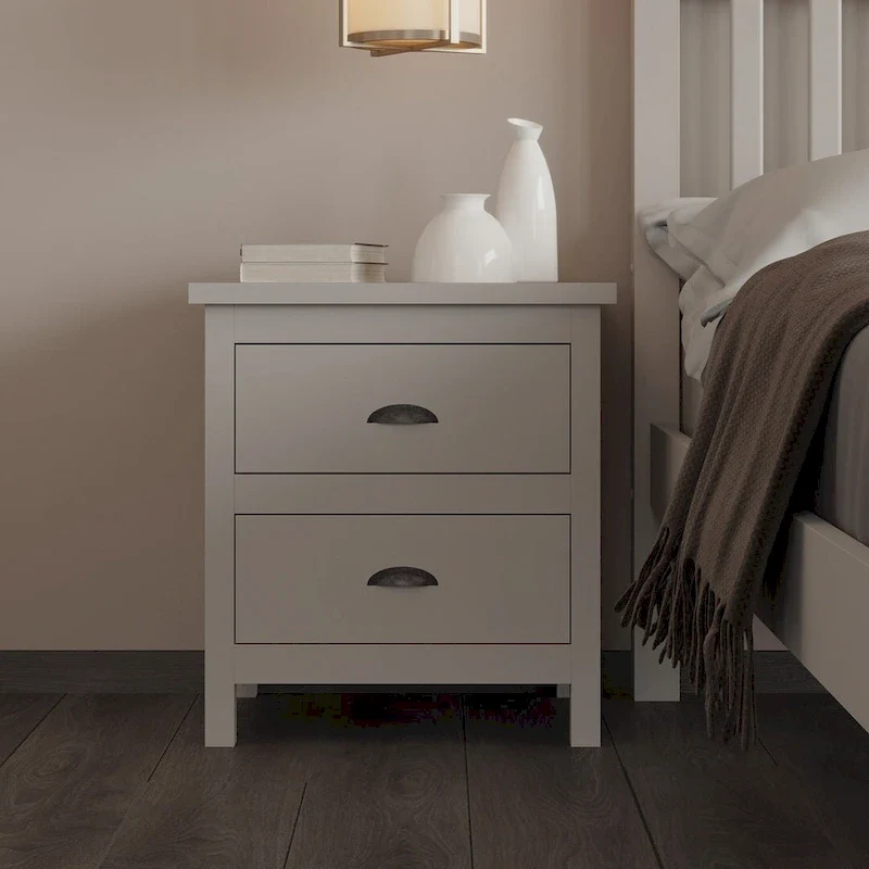 Yes4wood Nightstand with Drawers, Solid Wood
