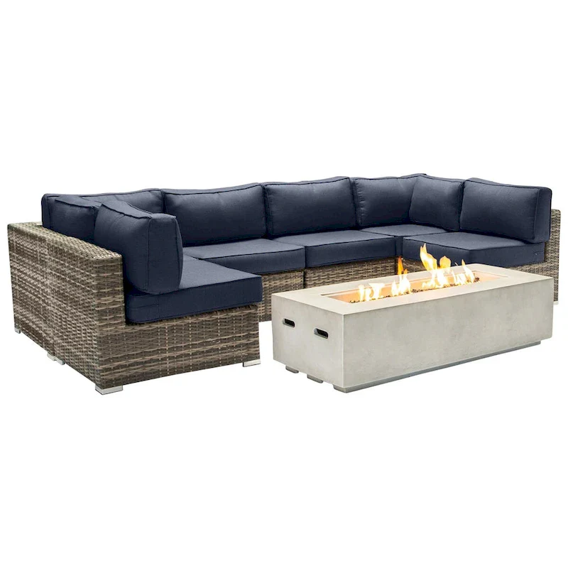 LSI 4 Person Seating Group With Firepit And Sunbrella Cushions