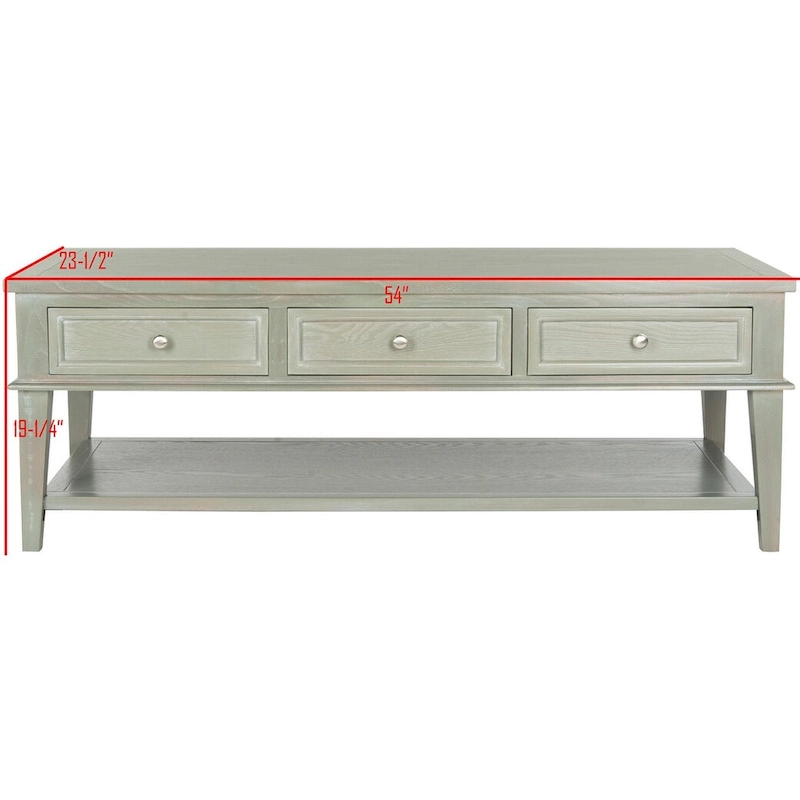 SAFAVIEH Tressie Sepia Traditional Rectangle Coffee Table - 54 x 23.6 x 19.3 - 54Wx24Dx19H