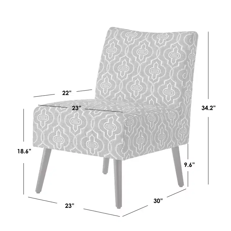 Petula Velvet Armless Accent Chair — Hardwood Frame, Foam Seat, Natural Finish