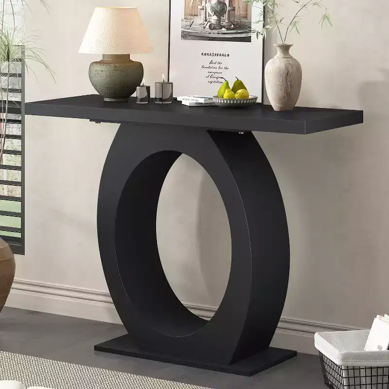 Irma Modern Acacia Wood Egg-Shaped Base Console Table