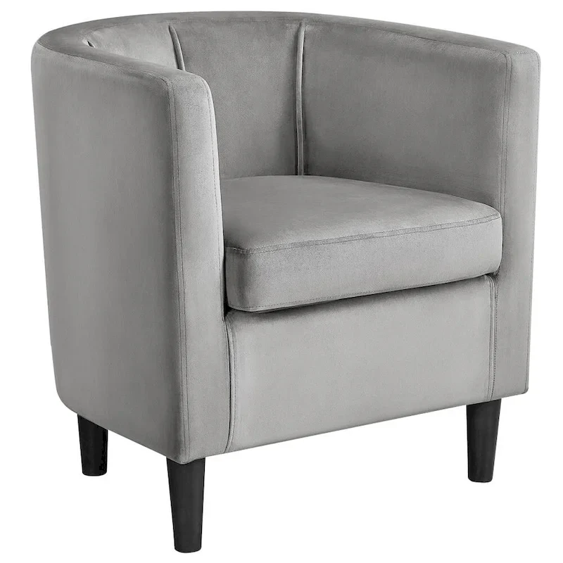 Yaheetech Modern Barrel-shaped Chair Upholstered Velvet Club Chair