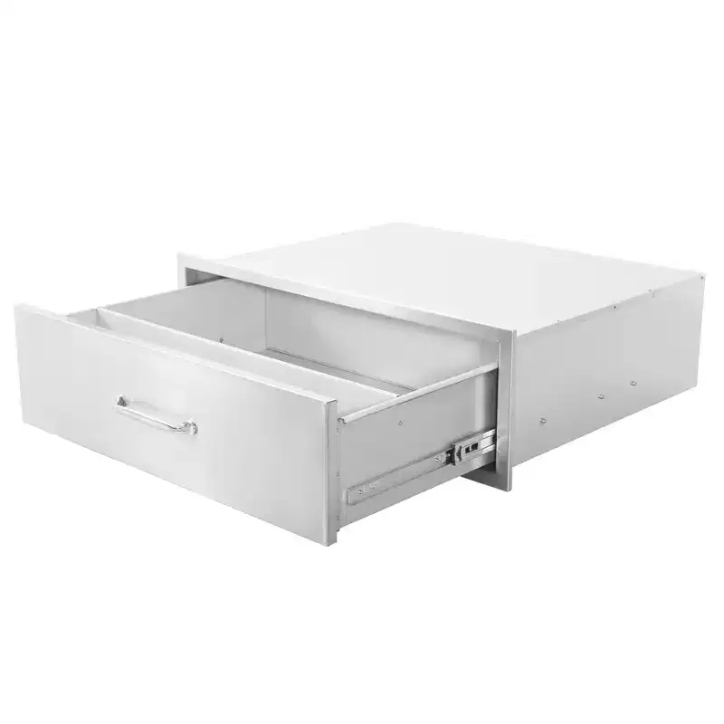 COZONY 30x23x10 Outdoor Kitchen Drawer, Stainless Steel BBQ Drawer w/ Flush Mount, Silver