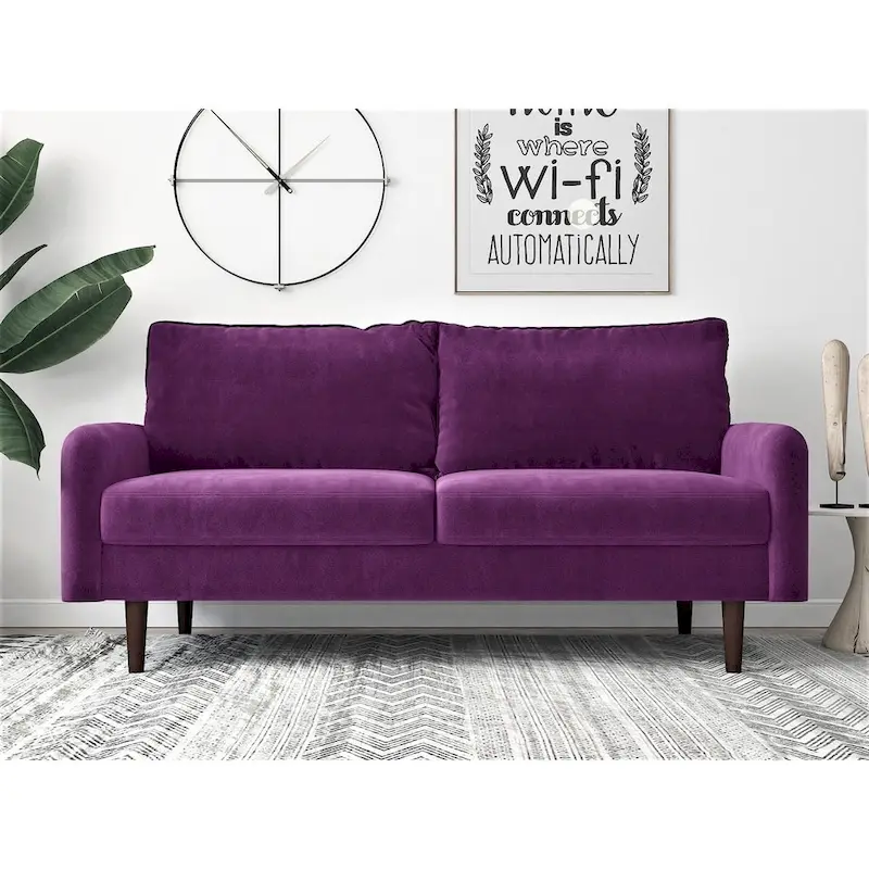 Gray Velvet European-Style 2-Seat Sofa with Track Arms