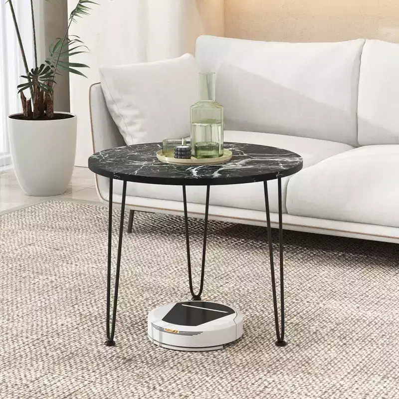 Costway Faux Marble Coffee Table with Metal Legs for Living Room Office Black