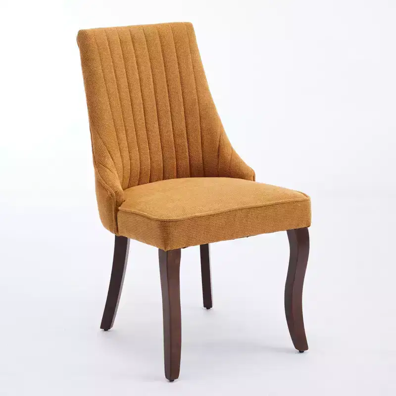 CLIHOME Set of 2 Rayon Cloth Flocking Linen Dining Chairs Channel Kitchen Dinner Chair Comfy Fabric Upholstered Accent Chair