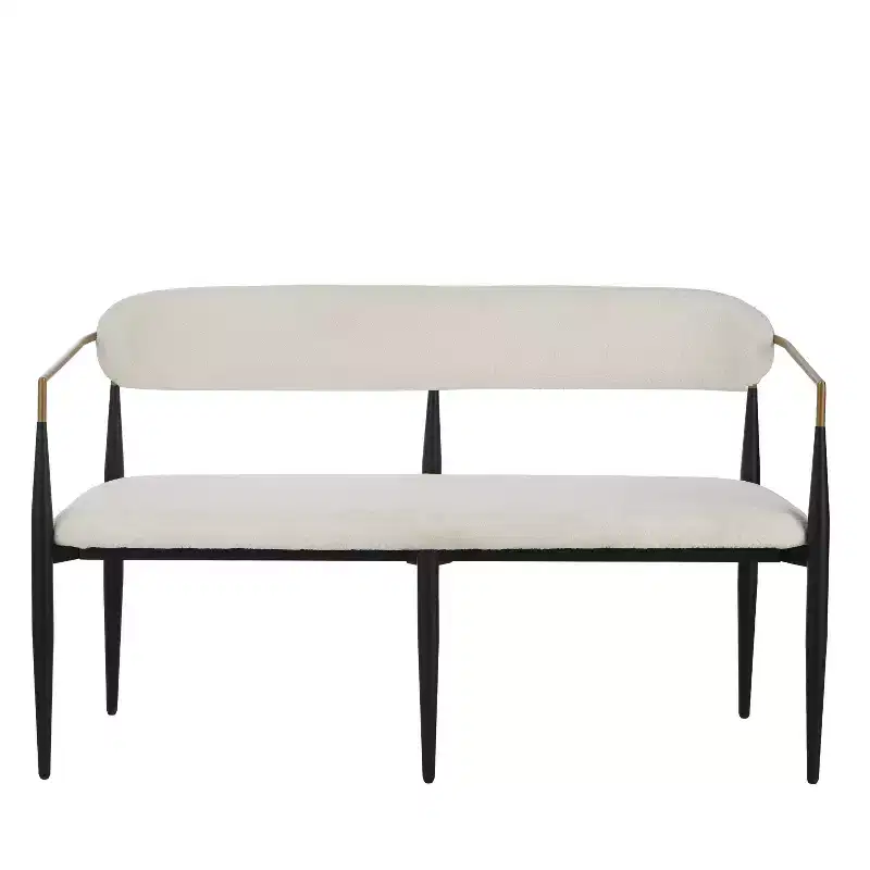 Christopher Knight Home Piper Modern Iron Frame Upholstered 55" Loveseat with Open Curved Back Black/Gold Boucle