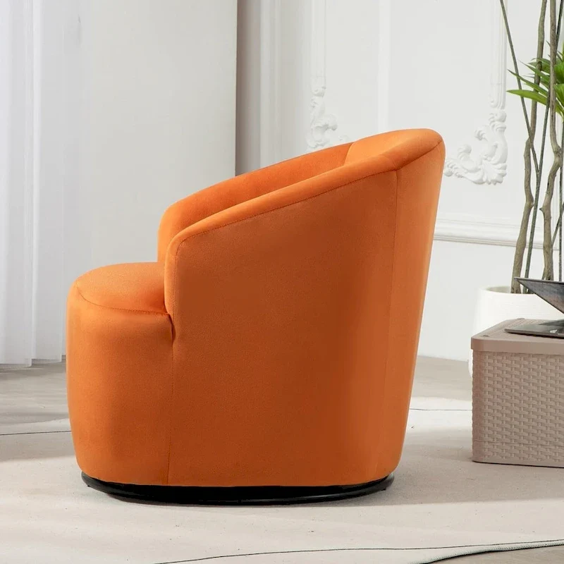 Accent Chair with Barrel-shaped Design and 360 Degree Swivel Feature