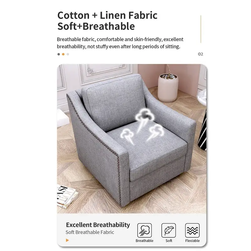 Swivel Linen Blend Modern Soft Velvet Material Ergonomics Accent Chair