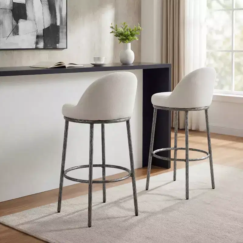 Christopher Knight Home Chaiwat Modern Metal Upholstered Bar Stools (Set of 2)