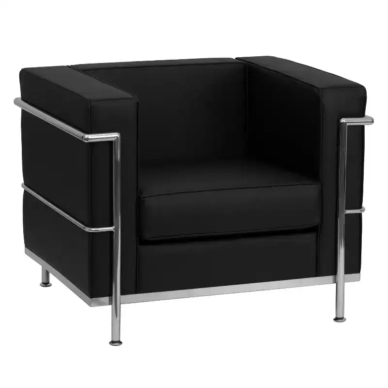 Contemporary LeatherSoft Chair with Double Bar Encasing Frame
