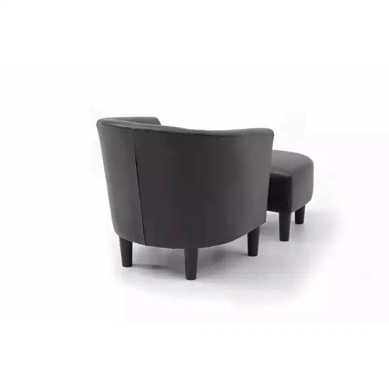 Passion Furniture Salem Faux Leather Accent Chair with Ottoman