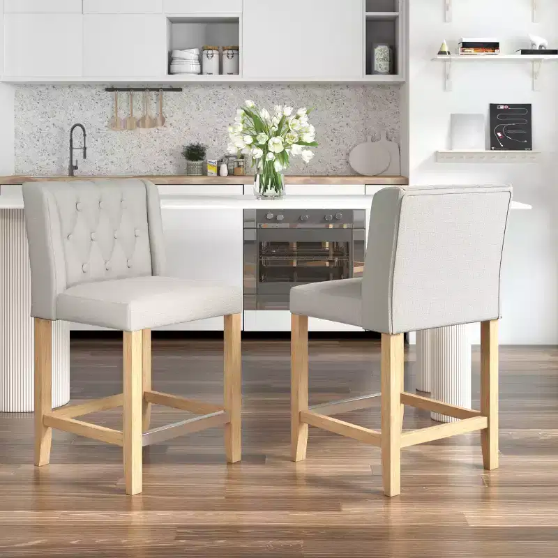 EROMMY Counter & Bar Stool With Solid Wood Frame And Upholstered Seat (Set Of 2)