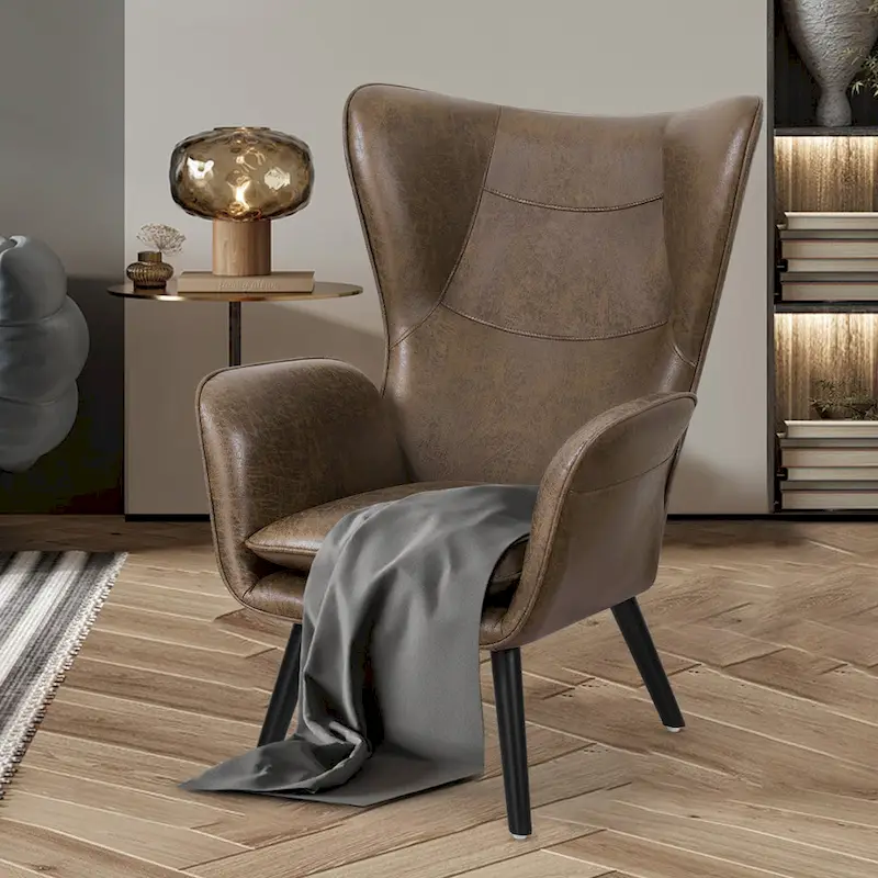 Upholstered Wingback Armchair Leisure Accent Chair, Single - 40.55 H x 28.34 W x 33.1 D