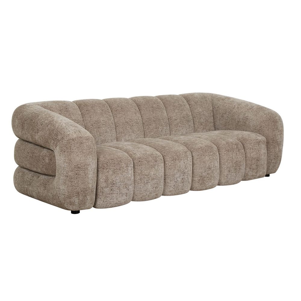 Channel Tufted Sand Chenille Mocha Ground Luxurious Sofa