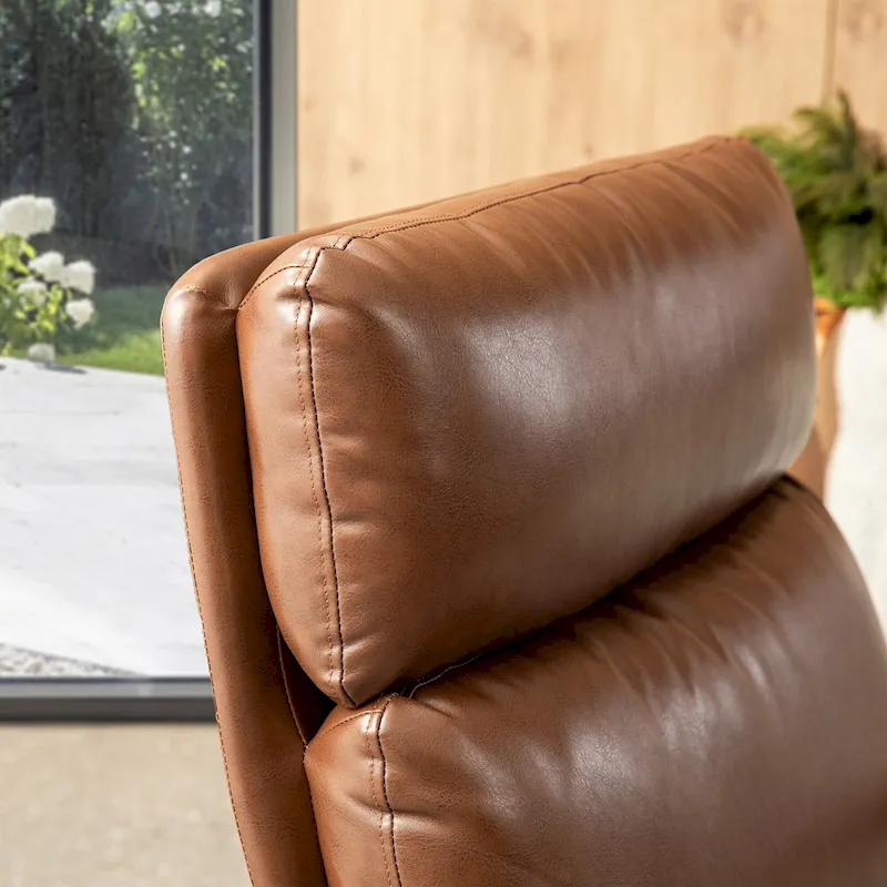 Glitzhome 33.75W Mid-Century Modern Leatherette Armchair With High Back and Padded Arms - 33.75 W x 39.5 H x 28 D