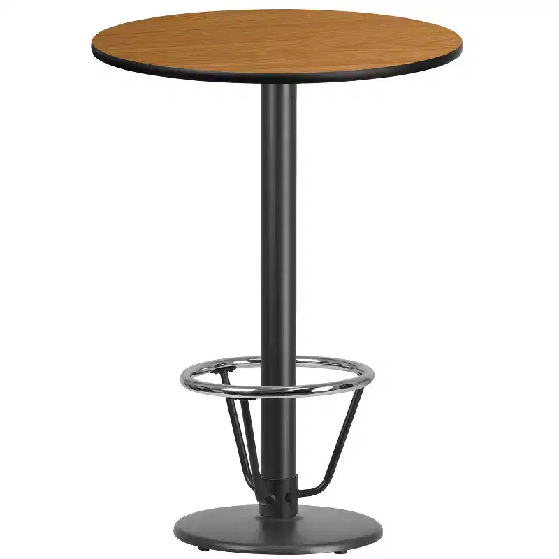 Emma and Oliver 30 Round Laminate Bar Table with 18 Round Foot Ring Base