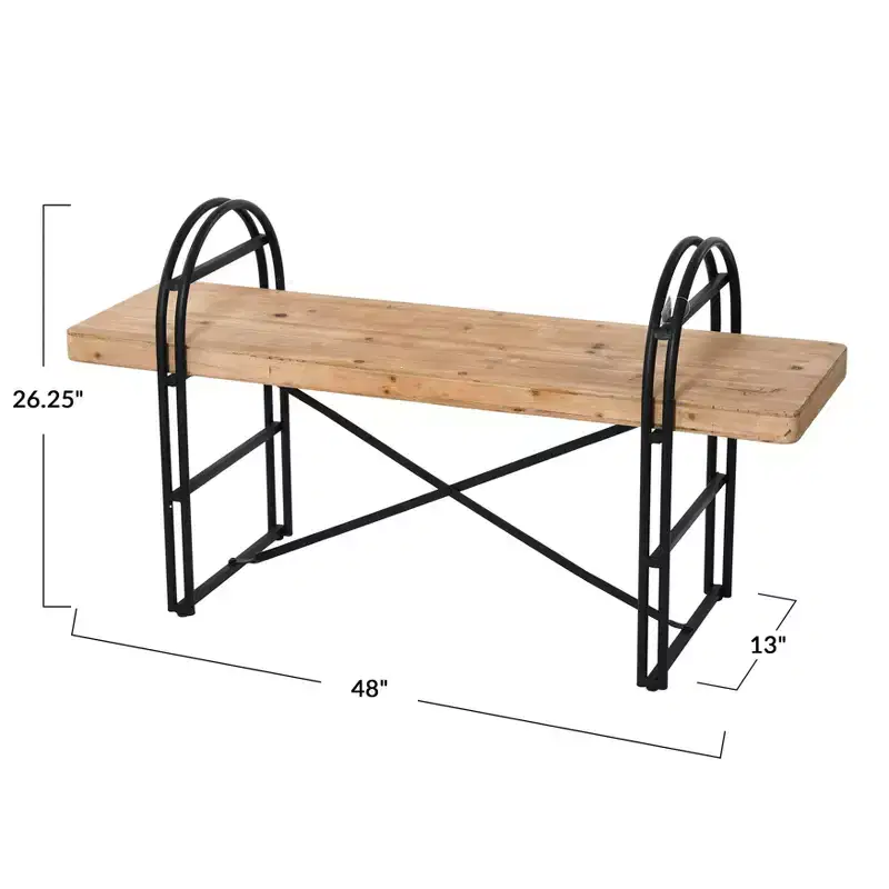 Wood and Metal Bench - Modern Boho Entryway & Living Room