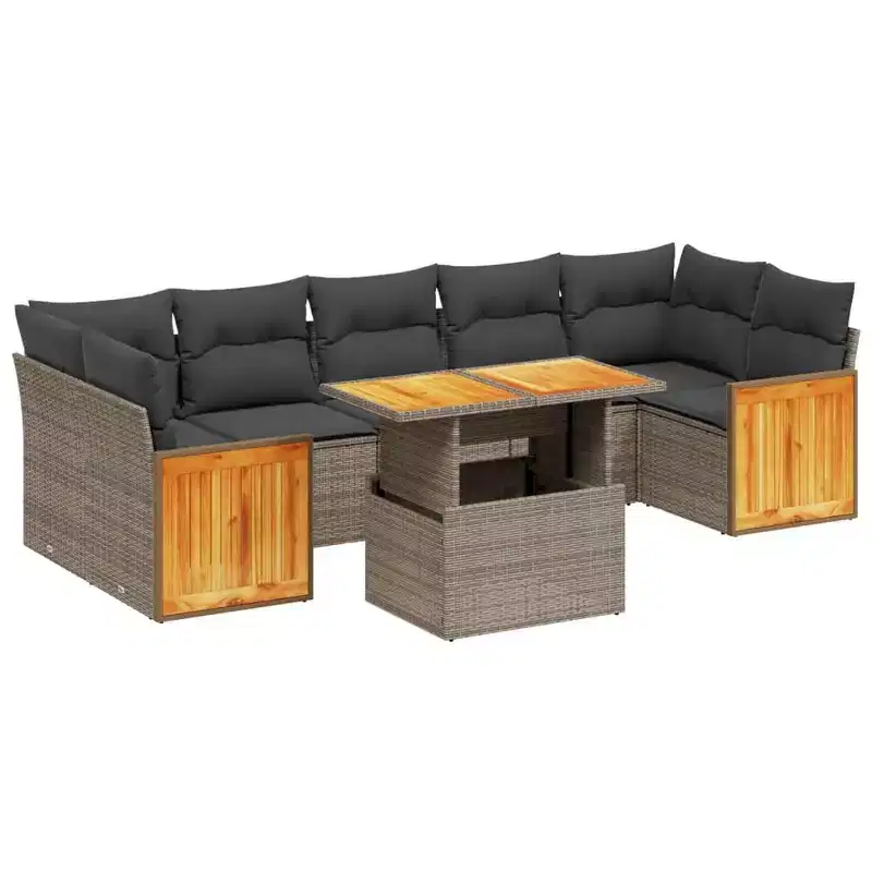 vidaXL 8 Piece Patio Sofa Set with Cushions Poly Rattan