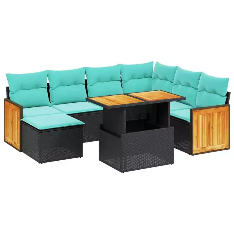 vidaXL 8 Piece Patio Sofa Set with Cushions Gray Poly Rattan