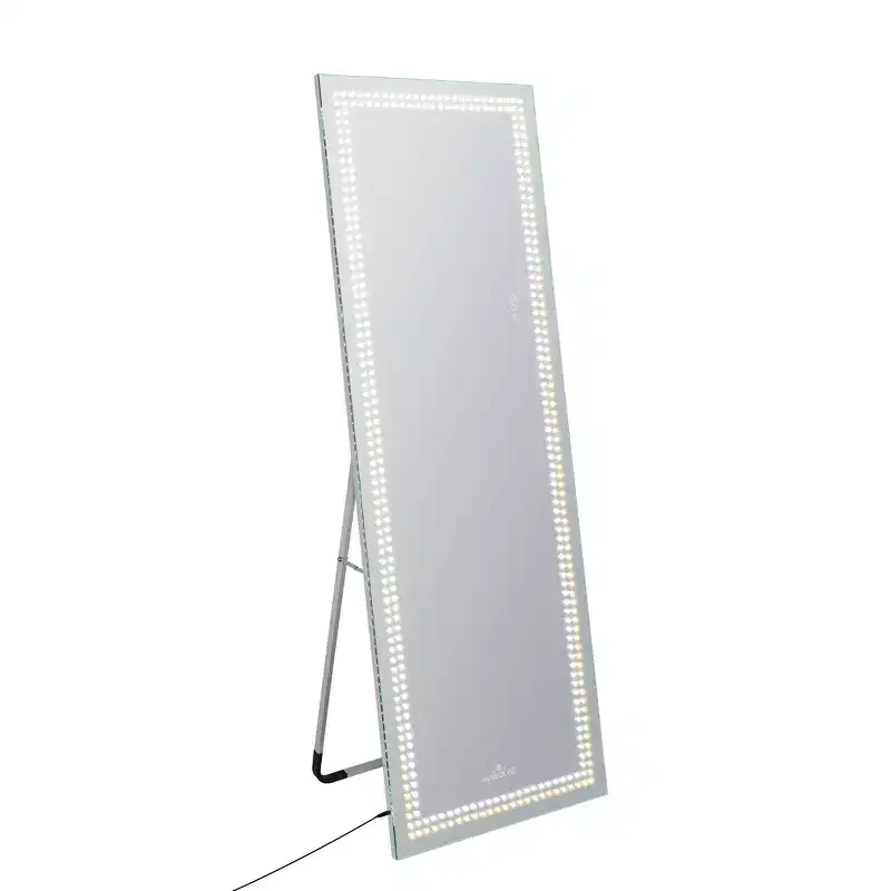 Impressions Vanity Stage Lite Full Length Vanity Mirror with Tri Tone LED Lighting, Slim Aluminum Frame, Floor Standing or Wall Mount Design