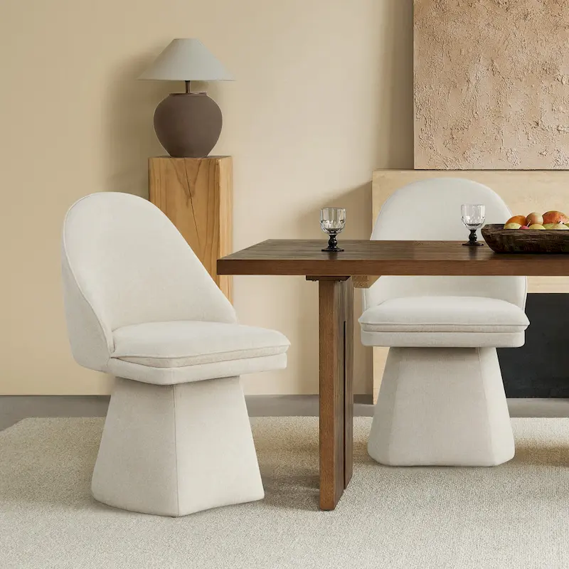 Darah Upholstered Swivel Armless Dining Chair Double-layered Cushions