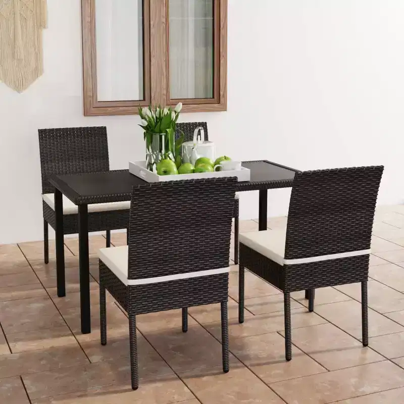 vidaXL Dining Set Poly rattan Durable Dining Set Rectangular