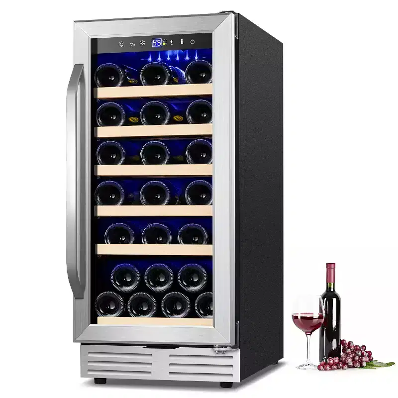 Hooure 15-Inch Freestanding Wine Refrigerator - 32 Bottle Capacity with Security Door Lock