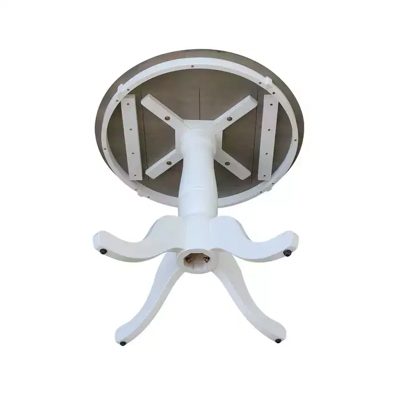 29" Dining Height Ronin Round Pedestal Table White/Heather Gray - International Concepts: Solid Wood, Small Space