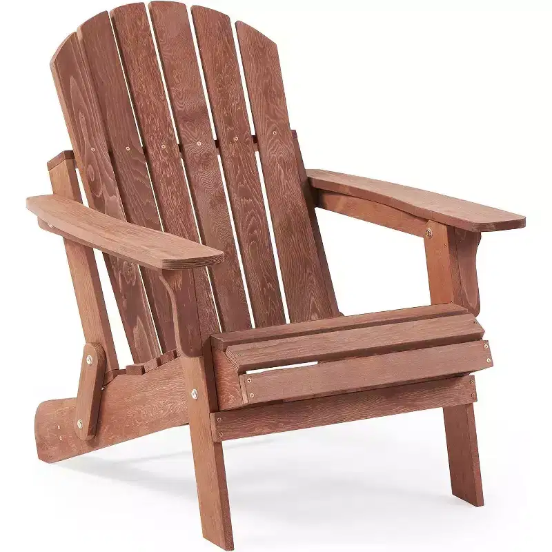 Okak Oversized Patio Folding Adirondack Chair Wooden Accent Chair for Porch,Garden&Backyard,Outdoor Lounge Chair,330lbs Max