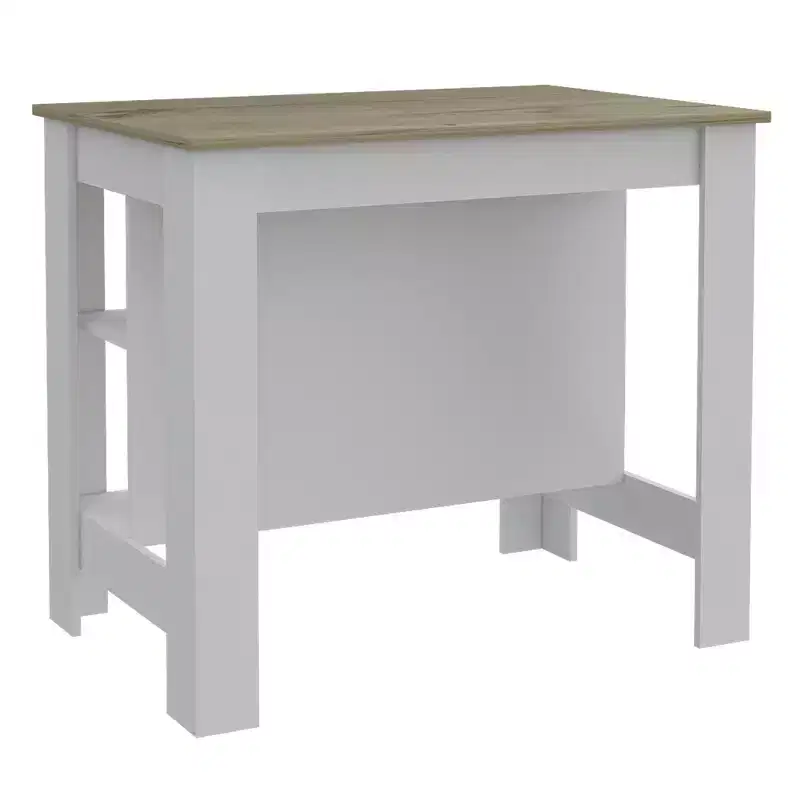 White and Brown 41 Kitchen Island With Storage