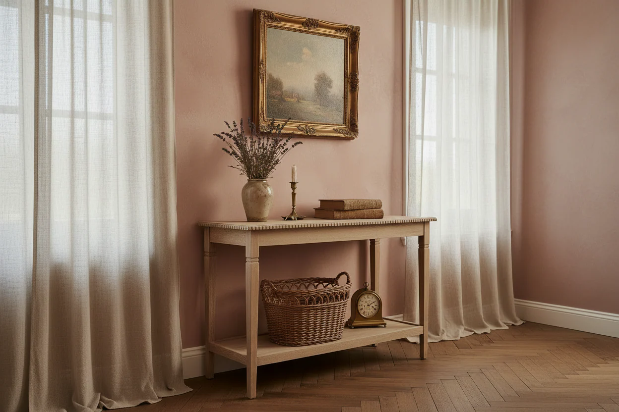 63 Farmhouse Narrow Entryway Console Table with Storage Shelf, Carved Bead Trim Hallway Table for Living Room, or Office