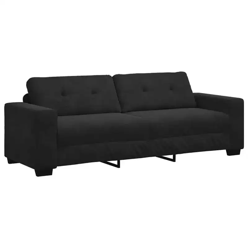 3-Seater Velvet Sofa – Black, 70.9