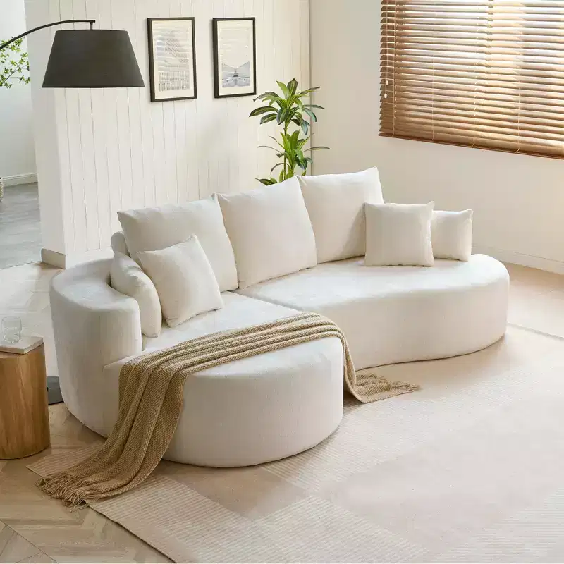 Christopher Knight Home Shamus 106 Modern Cozy Upholstered 4 Seater Curved Sectional Sofa with 7 Pillows