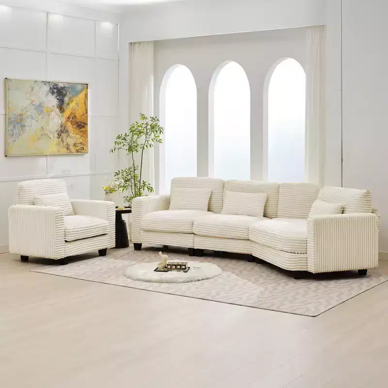 HYLEORY Sectional Sofa , Indoor Furniture Convertible Modular Corduroy Sectional Sofa Set for Living Room