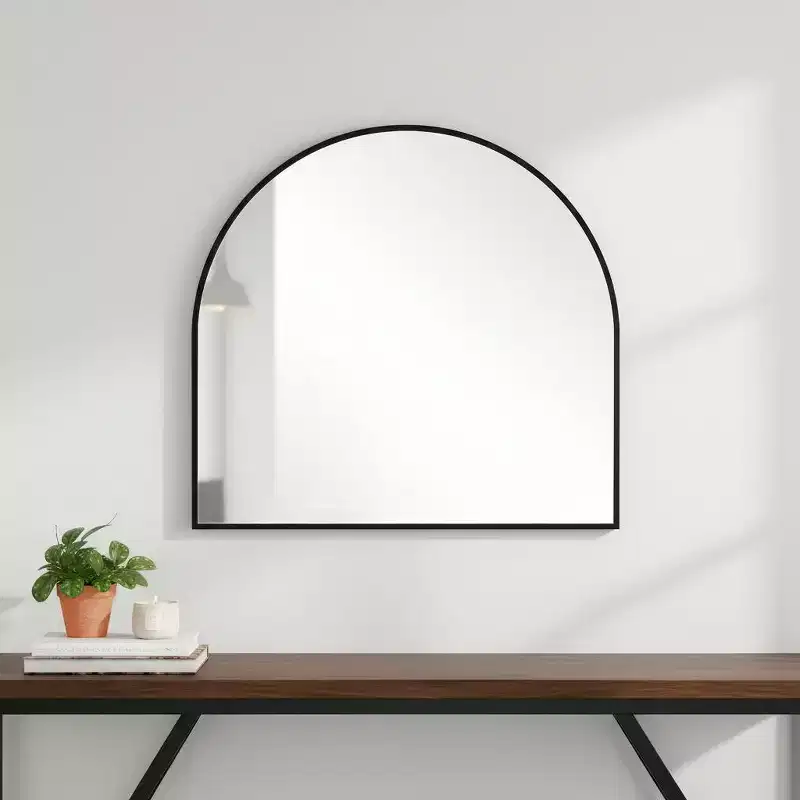 HomeRoots 29 Black Metal Arch Framed Accent Mirror
