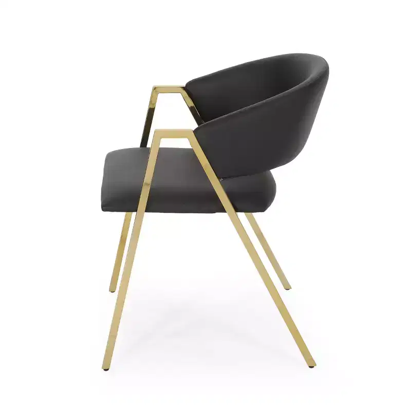 Okak Set of 2 Modern Dining Chairs, Fabric Dining Room Chairs, Upholstered Kitchen Side Chairs with Curved Backrest & Metal Frame