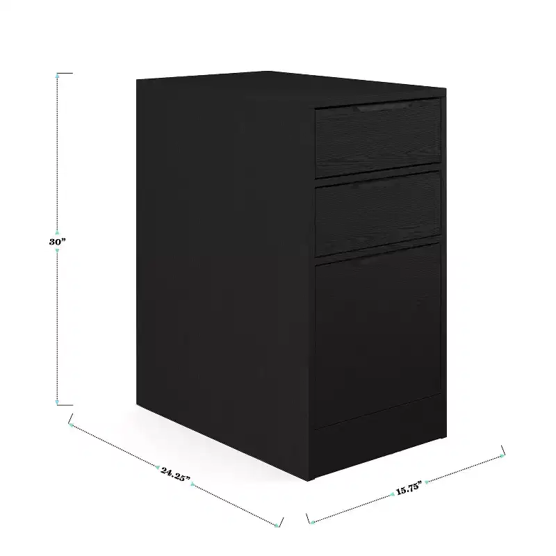 Modular Home Office Desk with Single Drawer & Dual 3-Drawer File Cabinets, Wood Composite