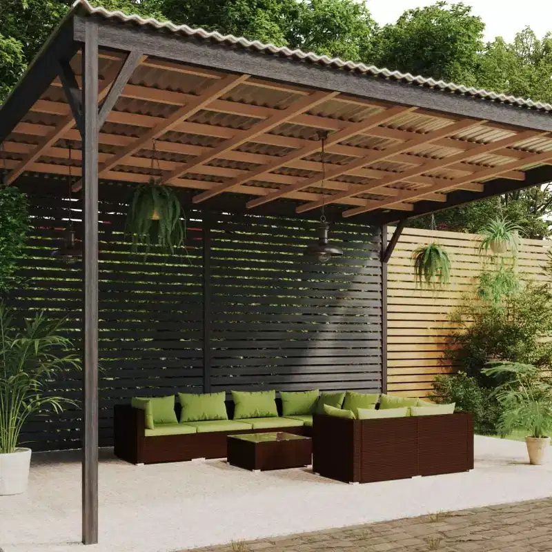 vidaXL Garden Lounge Set Brown, Green