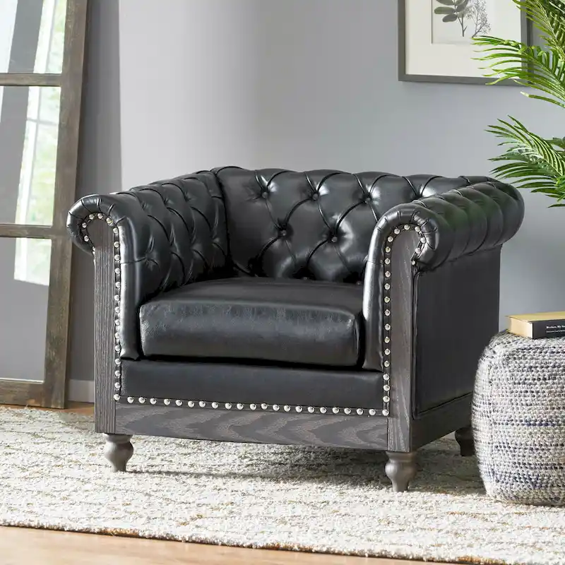 Castalia Chesterfield Tufted Club Chair by Christopher Knight Home - 39.00 L x 33.50 W x 28.00 H
